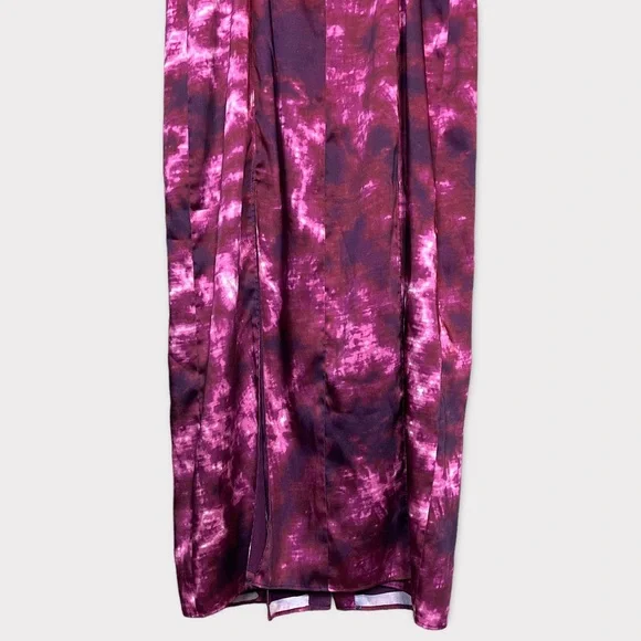 CINQ A SEPT Tie Dye Alexa Dress Size 6 Slip Dress Purple Long Maxi Satin - Picture 9 of 12